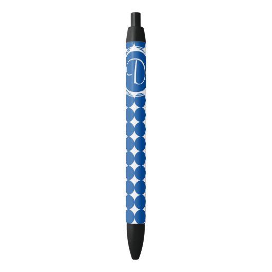 Blue Polka Dot Monogram Kugelschreiber (Vorderseite Vertikal)