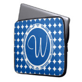 Blue Polka Dot Monogram Laptopschutzhülle (Vorderseite Links)