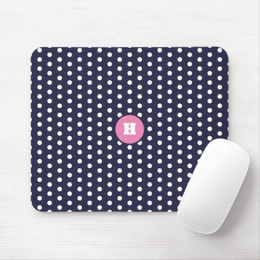 Blue Polka Dot Monogram Mouse Pad Mousepad (Mit Mouse)