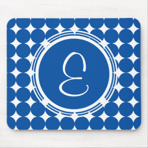 Blue Polka Dot Monogram Mousepad