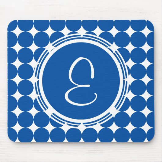 Blue Polka Dot Monogram Mousepad (Vorne)