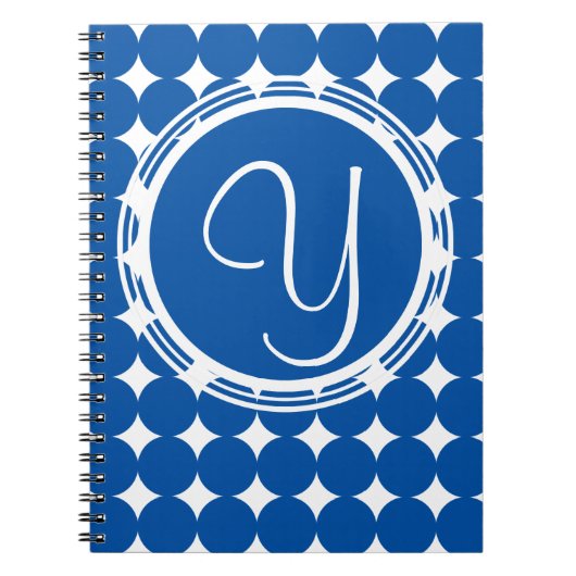 Blue Polka Dot Monogram Notizblock (Vorderseite)