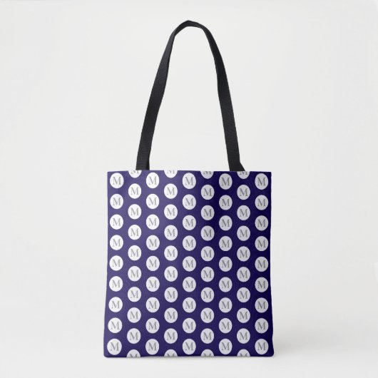 Blue Polka Dot Monogram Tasche (Vorderseite)