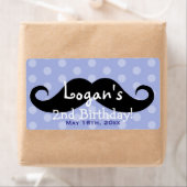 Blue Polka Dot Mustache Geburtstagswasser-Flasche (Insitu)