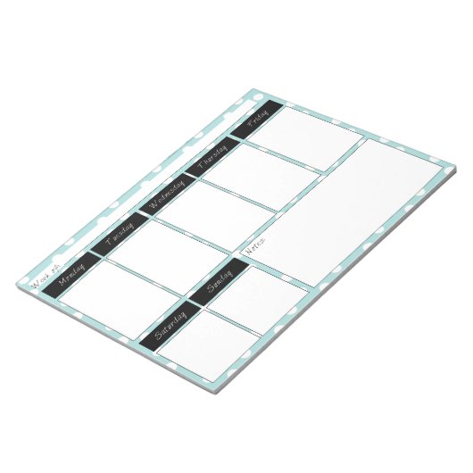 Blue Polka Dot Muster Wochenkalender Notepad Notizblock (angewinkelt)
