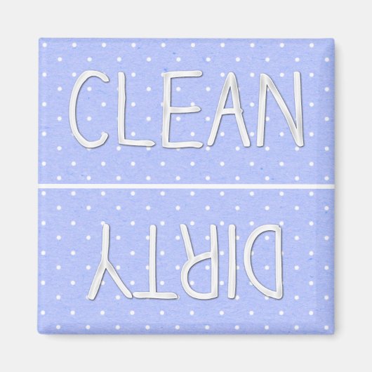Blue Polka Dot Paper Clean Dirty Magnet (Vorne)