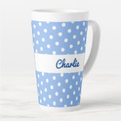 Blue Polka Dot Pattern Stilvoller Individuelle Nam Milchtasse (Rechte Ecke)