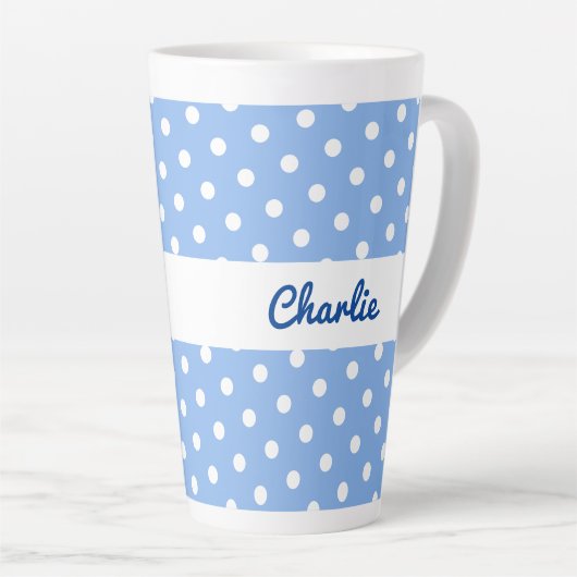 Blue Polka Dot Pattern Stilvoller Individuelle Nam Milchtasse (Rechte Ecke)