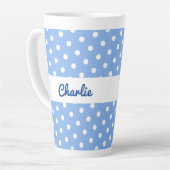 Blue Polka Dot Pattern Stilvoller Individuelle Nam Milchtasse (Linke Ecke)