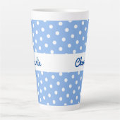Blue Polka Dot Pattern Stilvoller Individuelle Nam Milchtasse (Vorderseite)