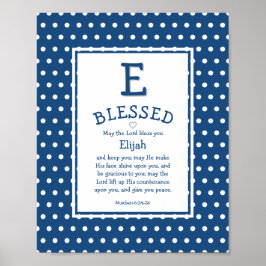 Blue Polka Dot Personalisiertes Christliches Baby  Poster