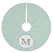Blue Polka Dot Print Monogram Urspinnhemd Polyester Weihnachtsbaumdecke (Vorderseite)