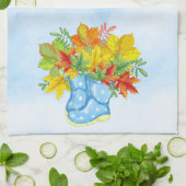 Blue Polka-dot Rain Boots Herbstlaube Geschirrtuch (Gefaltet)