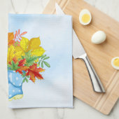 Blue Polka-dot Rain Boots Herbstlaube Geschirrtuch (Viertel Falte)