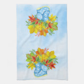 Blue Polka-dot Rain Boots Herbstlaube Geschirrtuch (Vertikal)