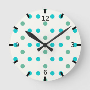 Blue Polka Dot Retro Design Runde Wanduhr