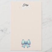 Blue Polka Dot Ribbon Stationery Briefpapier (Vorderseite)