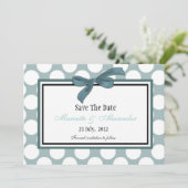 Blue Polka Dot Save the Date (Stehend Vorderseite)