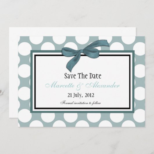 Blue Polka Dot Save the Date (Vorne/Hinten)