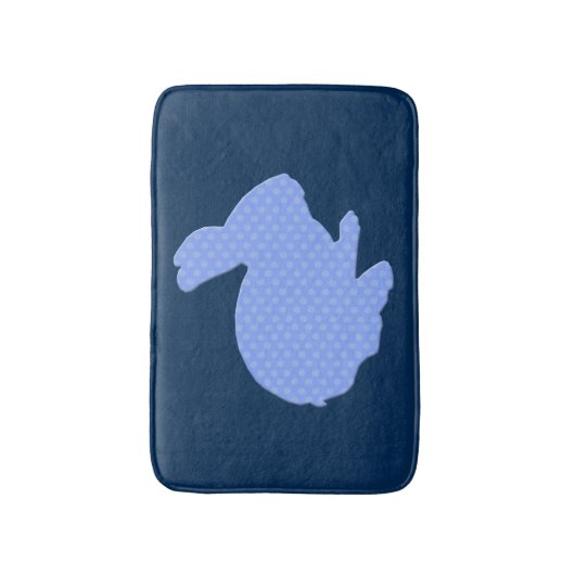 Blue Polka Dot Silhouette Bunny Rabbit Bath Mat Badematte (Vorderseite Vertikal)