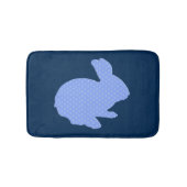 Blue Polka Dot Silhouette Bunny Rabbit Bath Mat Badematte (Vorderseite)