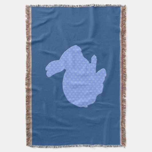 Blue Polka Dot Silhouette Bunny Throw Blanket Decke (Vorderseite Vertikal)