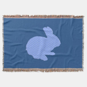 Blue Polka Dot Silhouette Bunny Throw Blanket Decke