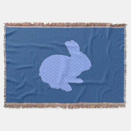 Blue Polka Dot Silhouette Bunny Throw Blanket Decke (Vorderseite)