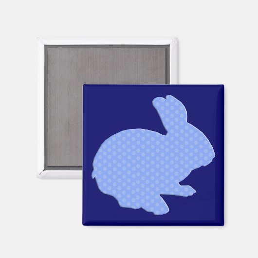 Blue Polka Dot Silhouette Oster Bunny Magnet (Vorderseite/Rückseite)