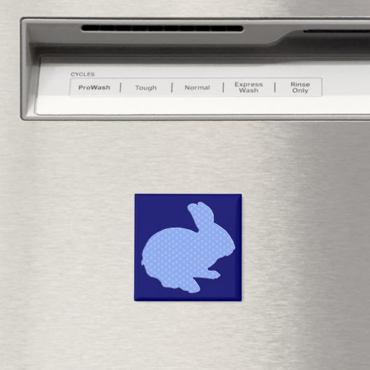 Blue Polka Dot Silhouette Oster Bunny Magnet (In Situ (Geschirrspüler))