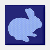 Blue Polka Dot Silhouette Oster Bunny Magnet (Vorne)