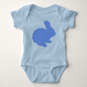Blue Polka Dot Silhouette Osterfest Sonniger Stram Baby Strampler (Vorderseite)