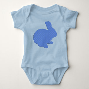 Blue Polka Dot Silhouette Osterfest Sonniger Stram Baby Strampler