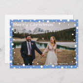 Blue Polka Dot Snow Weihnachtskarte Feiertagskarte (Vorne/Hinten)