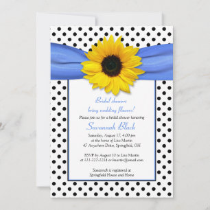 Blue Polka Dot Sunflower Wedding Brautparty Einladung