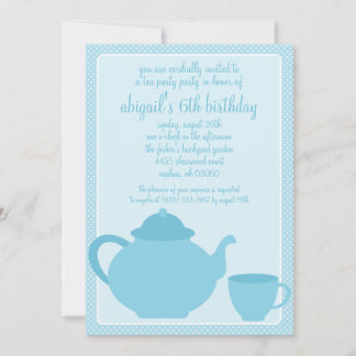 Blue Polka Dot Tea Time Tee Party Geburtstagsparty Einladung