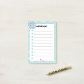 Blue Polka Dot Teardrop Diamond WICHTIG Post-it Klebezettel (Auf Schreibtisch)