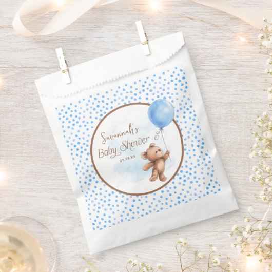 Blue Polka Dot Teddy Bear Baby Dusche Geschenktütchen (Ausgeschnitten)