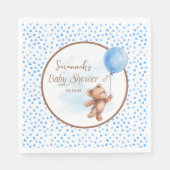 Blue Polka Dot Teddy Bear Balloon Baby Dusche Serviette (Vorderseite)