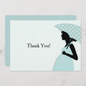 Blue Polka Dot Umbrella Vielen Dank, Notenecard Mitteilungskarte (Vorne/Hinten)