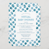 Blue Polka Dot Virtual Baby Dusche Einladung (Vorne/Hinten)