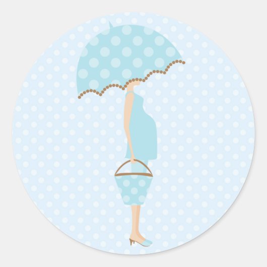 Blue Polka Dots Baby Shower Stickers (Vorderseite)