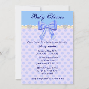 Blue Polka Dots Bow Baby Dusche Einladung
