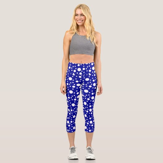 Blue Polka Dots Capri Leggings (Vorderseite)