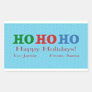 Blue Polka Dots Custom Christmas Gift Label / Tag Rechteckiger Aufkleber