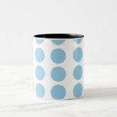 Blue Polka Dots Design Zweifarbige Tasse (Mittel)