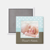 Blue Polka Dots Foto Rahmen Magnet (Vorderseite/Rückseite)