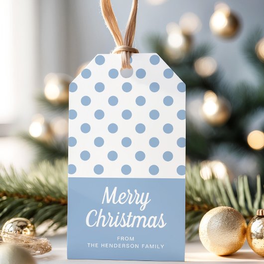 Blue Polka Dots Frohe Weihnachten Geschenkanhänger