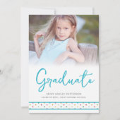 Blue Polka Dots Funny Graduate Photo Graduation Einladung (Vorderseite)
