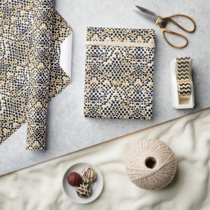 Blue Polka Dots: Gold und Smaragde Akzente Geschenkpapier